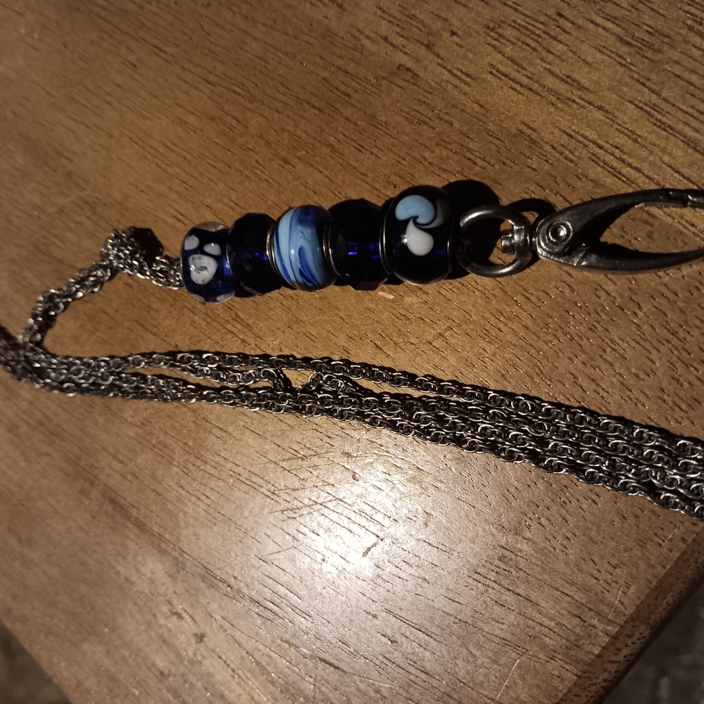 Blue and Silver Beaded Necklace